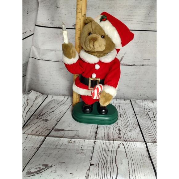 Santa Bear Musical Animated Lighted Suit Holding Candle 14" Vtg 1983 Avon Works - Picture 7 of 8